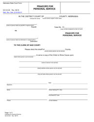 Document preview: Form DC6:5.29 Praecipe for Personal Service - Nebraska