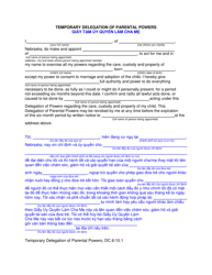 Document preview: Form DC6:10.1 Temporary Delegation of Parental Powers - Nebraska (English/Vietnamese)