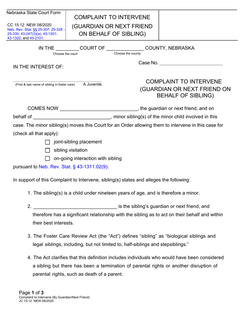 Form JC15:12  Printable Pdf