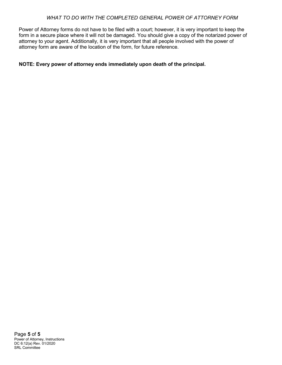 Instructions for Form DC6:12 Nebraska Power of Attorney - Nebraska, Page 5