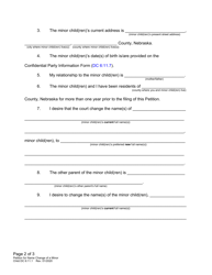 Form DC6:11.1 Petition for Name Change of a Minor Child or Children - Nebraska, Page 2