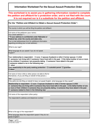 Document preview: Form DC19:40 Information Worksheet for the Sexual Assault Protection Order - Nebraska