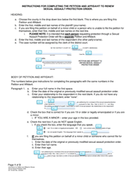 Document preview: Instructions for Form DC19:44 Petition and Affidavit to Renew Sexual Assault Protection Order - Nebraska