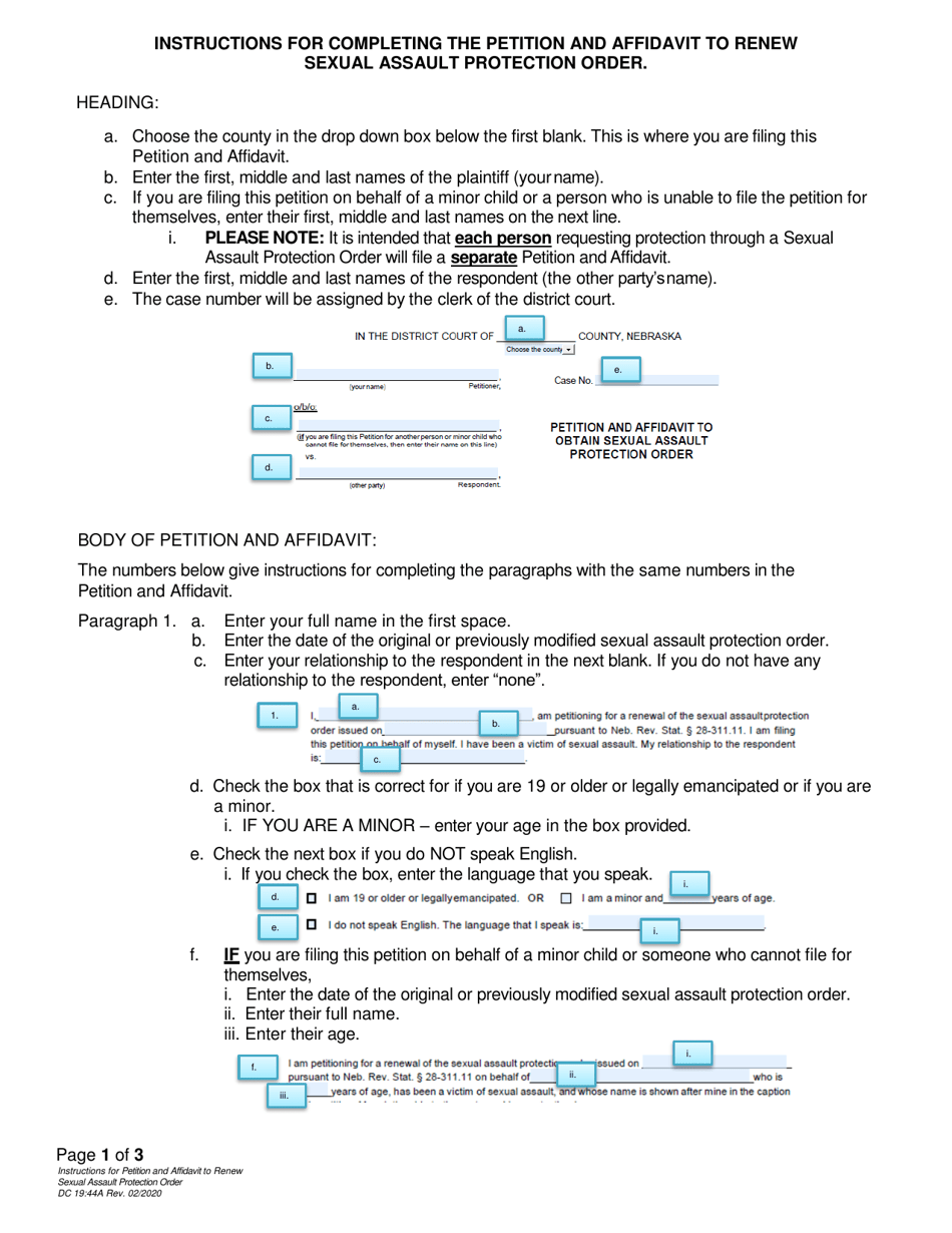 Download Instructions for Form DC19:44 Petition and Affidavit to Renew ...