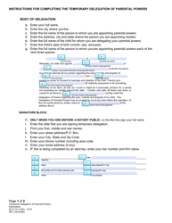 Instructions for Form DC6:10.1 Temporary Delegation of Parental Powers - Nebraska