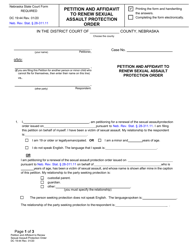 Form DC19:44 &quot;Petition and Affidavit to Renew Sexual Assault Protection Order&quot; - Nebraska