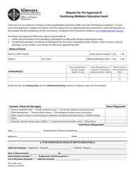 Form ODR-CME-F-032 Request for Pre-approval of Continuing Mediator Education Event - Nebraska