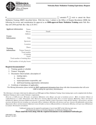 Form ODR-BMT-F-001 Nebraska Basic Mediation Training Equivalency Request - Nebraska