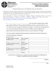 Form ODR-PA-F-042 Submitted in Lieu of Certificates of Training - Nebraska