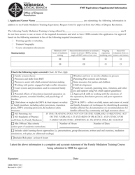 Form ODR-FMT-F-013 &quot;Fmt Equivalency Supplemental Information&quot; - Nebraska