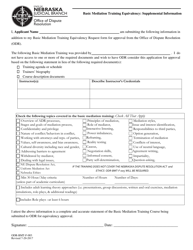 Form ODR-BMT-F-003 &quot;Basic Mediation Training Equivalency: Supplemental Information&quot; - Nebraska