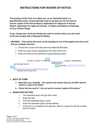 Instructions for Form CC16:2.10W Waiver of Notice - Nebraska