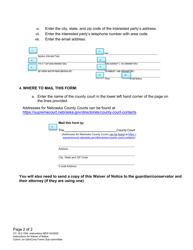 Instructions for Form CC16:2.10W Waiver of Notice - Nebraska, Page 2