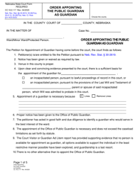 Document preview: Form CC16:2.117 Order Appointing the Public Guardian as Guardian - Nebraska