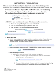 Document preview: Instructions for Form CC16:2.17 Objection - Nebraska