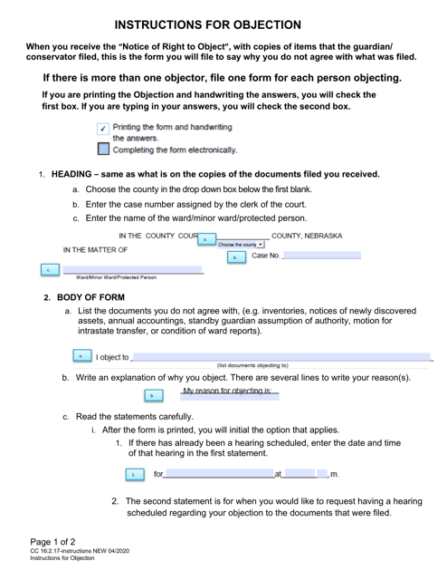 Form CC16:2.17  Printable Pdf