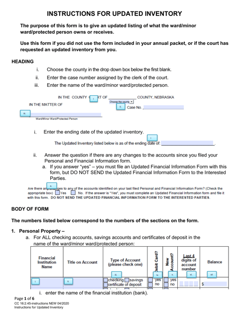 Form CC16:2.45  Printable Pdf