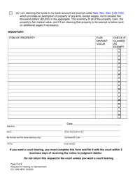 Form CC3:8N Request for Hearing on Garnishment - Nebraska, Page 2