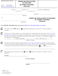 Form CC8:1 &quot;Order on Application to Proceed in Forma Pauperis (General)&quot; - Nebraska
