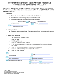 Document preview: Instructions for Form CC16:2.89 Notice of Nomination of the Public Guardian and Certificate of Mailing - Nebraska
