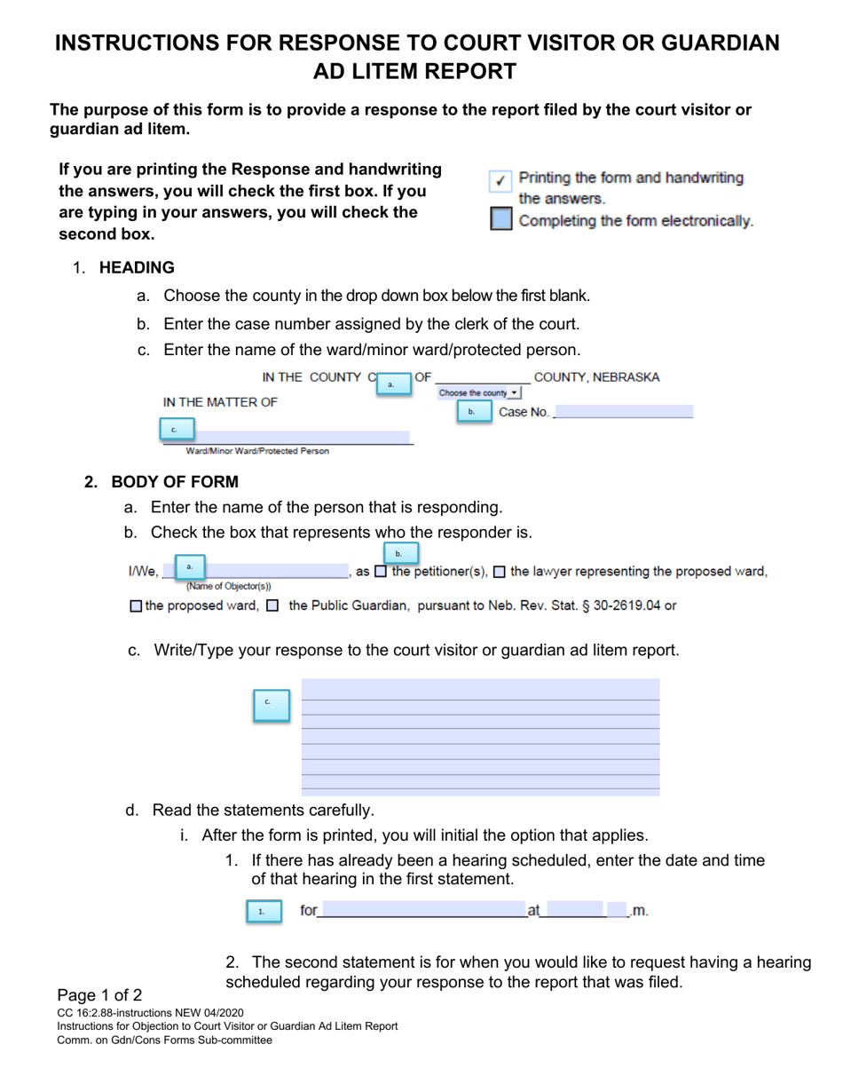 Download Instructions for Form CC16:2.88 Response to Court Visitor or ...