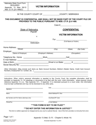 Document preview: Form CH6ART14APP13 Appendix 13 Victim Information - Nebraska