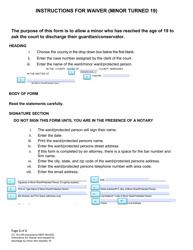 Document preview: Instructions for Form CC16:2.60 Waiver (Minor Turned 19) - Nebraska