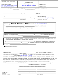 Form CC6:2 Subpoena (If Issued Pursuant to Neb. Rev. Stat. 25-1223(7)) - Nebraska