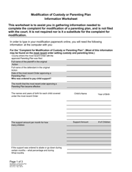 Form DC6:15.2 Modification of Custody or Parenting Plan Information Worksheet - Nebraska