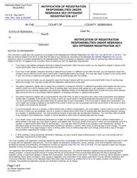 Form CC6:9 &quot;Notification of Registration Responsibilities Under Nebraska Sex Offender Registration Act&quot; - Nebraska