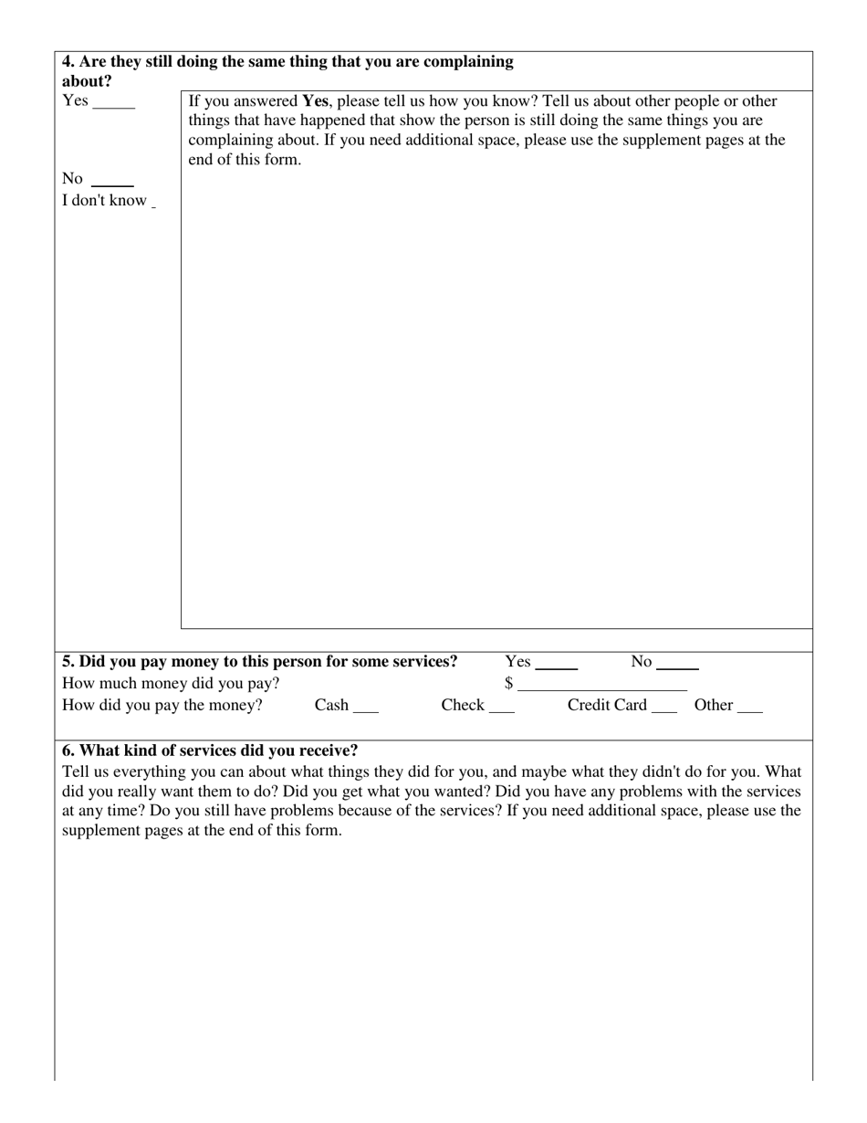 Appendix A Complaint Form - Nebraska, Page 2