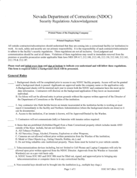 Form DOC047 Security Regulations Acknowledgement - Nevada