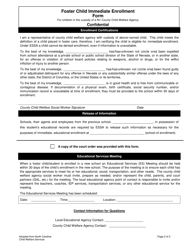 Foster Child Immediate Enrollment Form for Children in the Custody of a Nv County Child Welfare Agency - New Hampshire, Page 2
