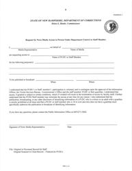 Attachment 1 &quot;Authorization for News Media Access to Person Under Department Control or Staff Member&quot; - New Hampshire