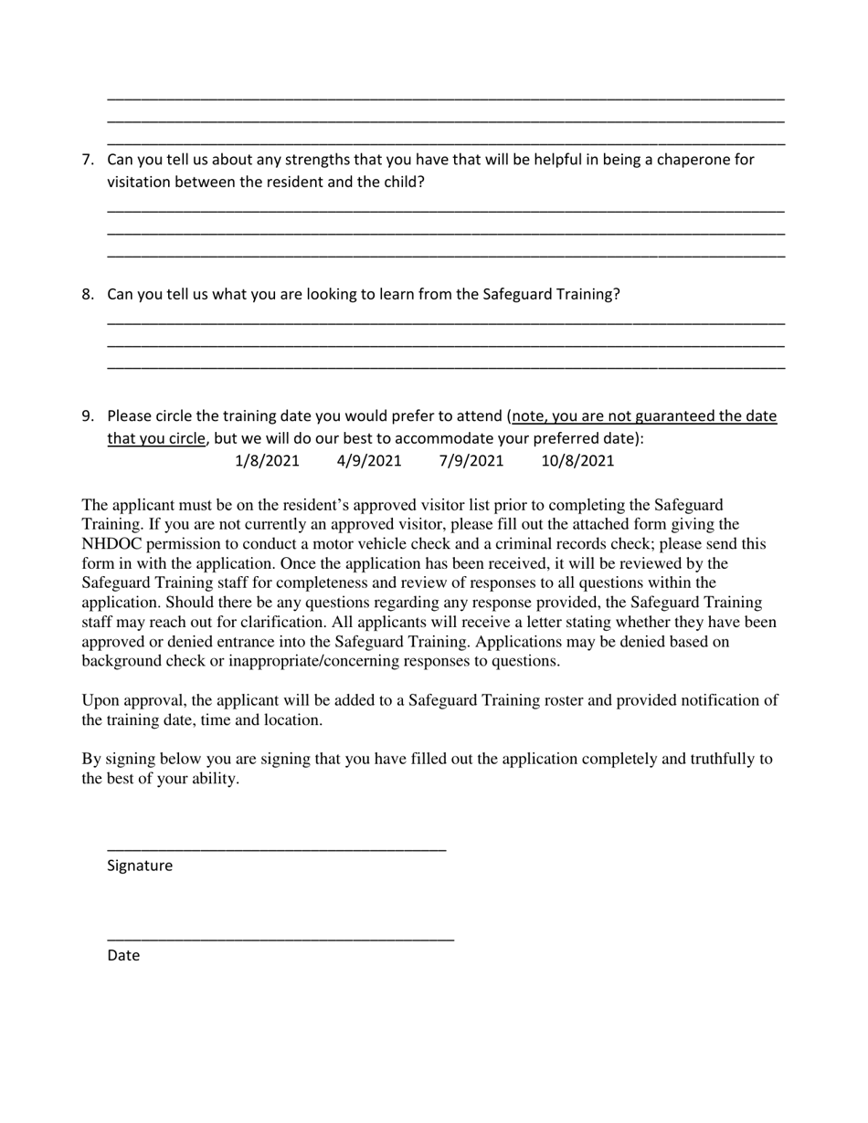 Safeguard Training Application - New Hampshire, Page 2