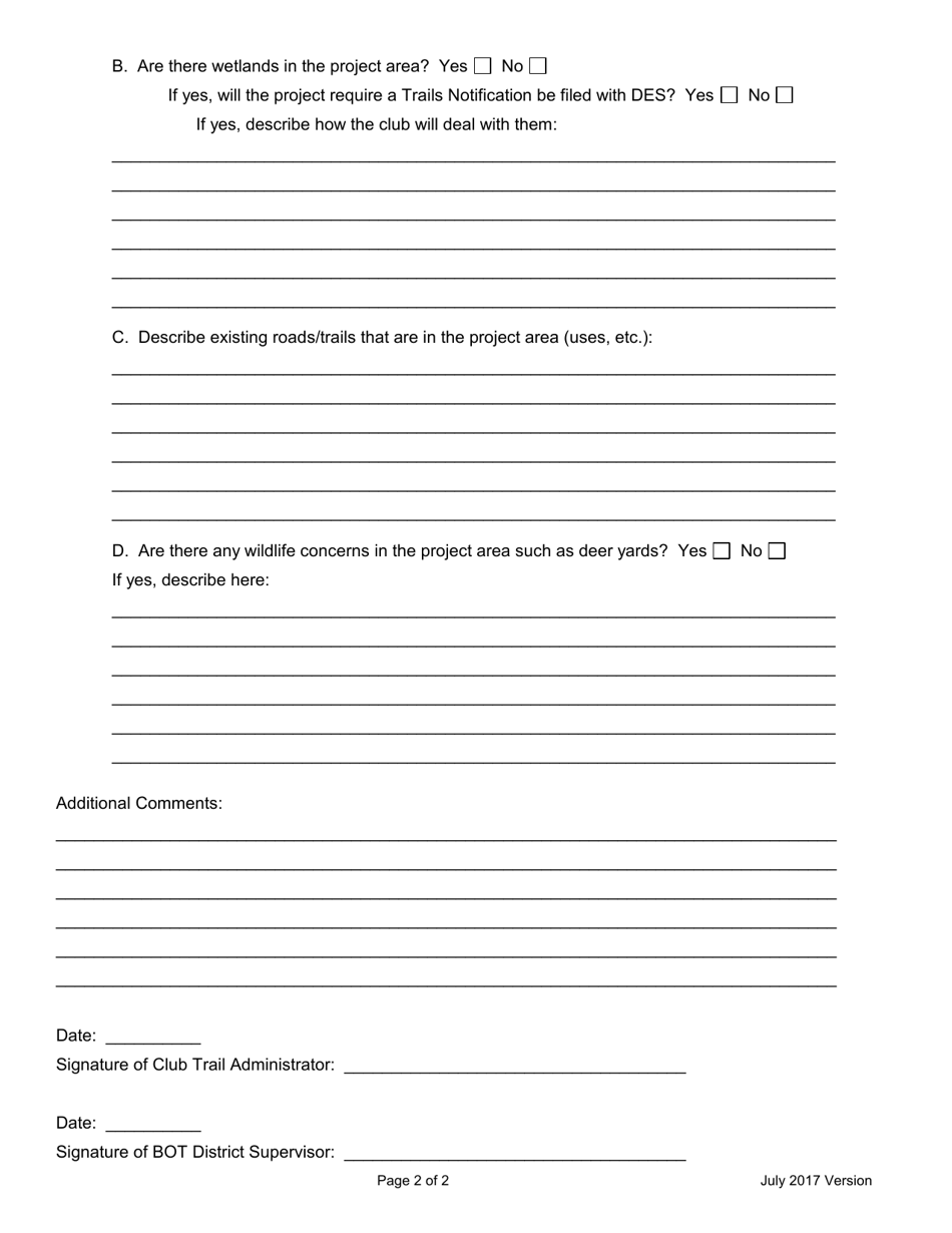 State and Federal Land Project Evaluation Form - New Hampshire, Page 2