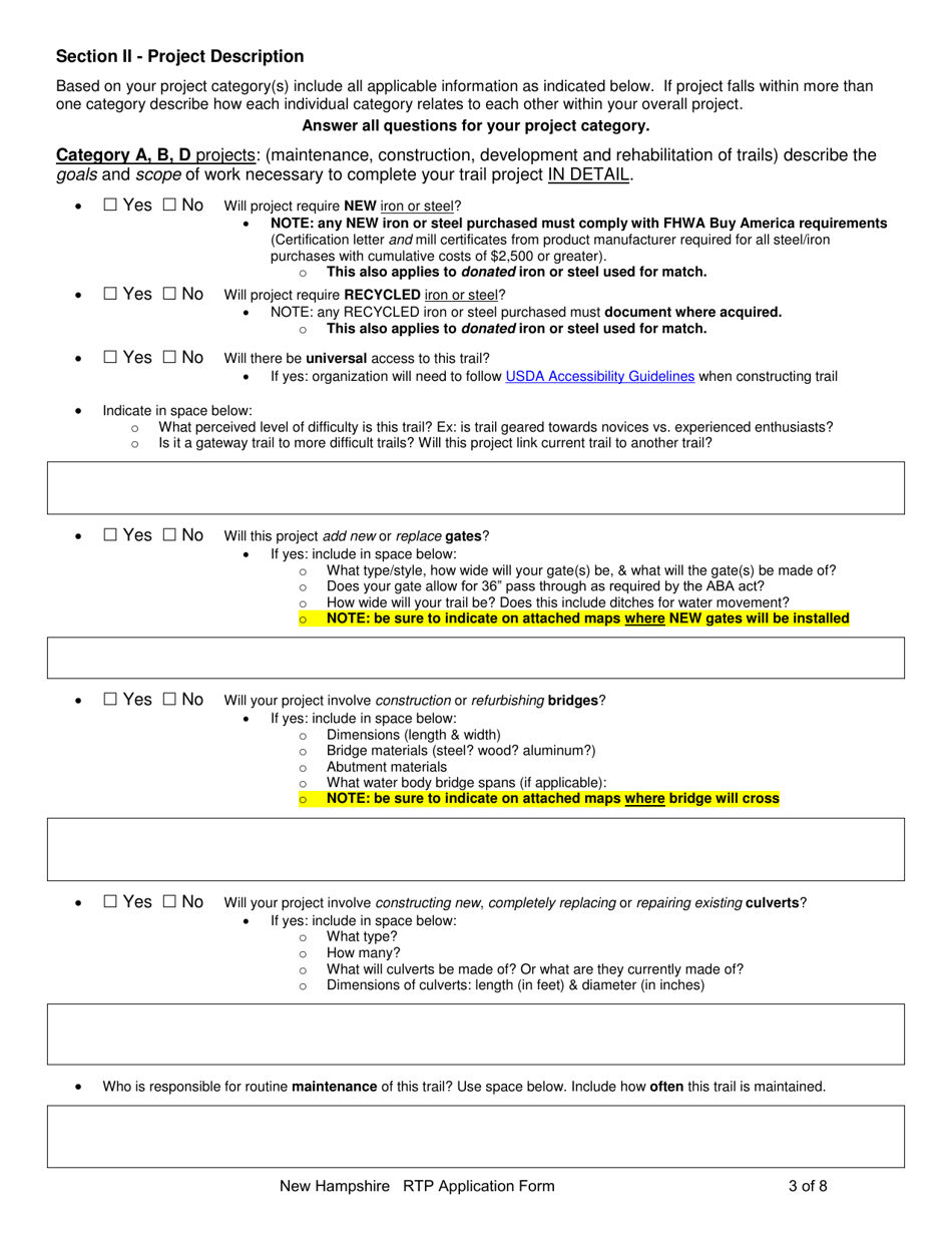 Recreational Trails Program Grant Application - New Hampshire, Page 3