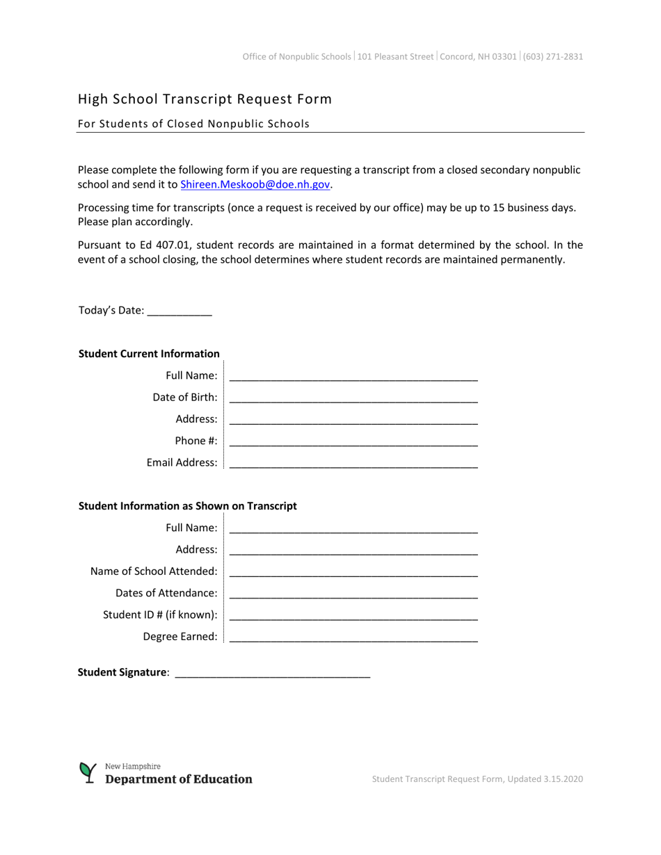 new-hampshire-high-school-transcript-request-form-for-students-of