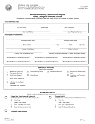 Form 2679 &quot;Provider Web Billing User Account Request - Create, Change or Terminate Account&quot; - New Hampshire