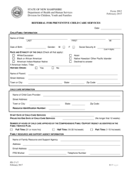 Form 1902 Referral for Preventive Child Care Services - New Hampshire