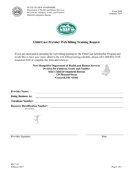 Form 2682 &quot;Child Care Provider Web Billing Training Request&quot; - New Hampshire