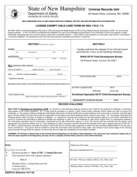 Document preview: Form DSSP372 License Exempt Child Care Form - New Hampshire