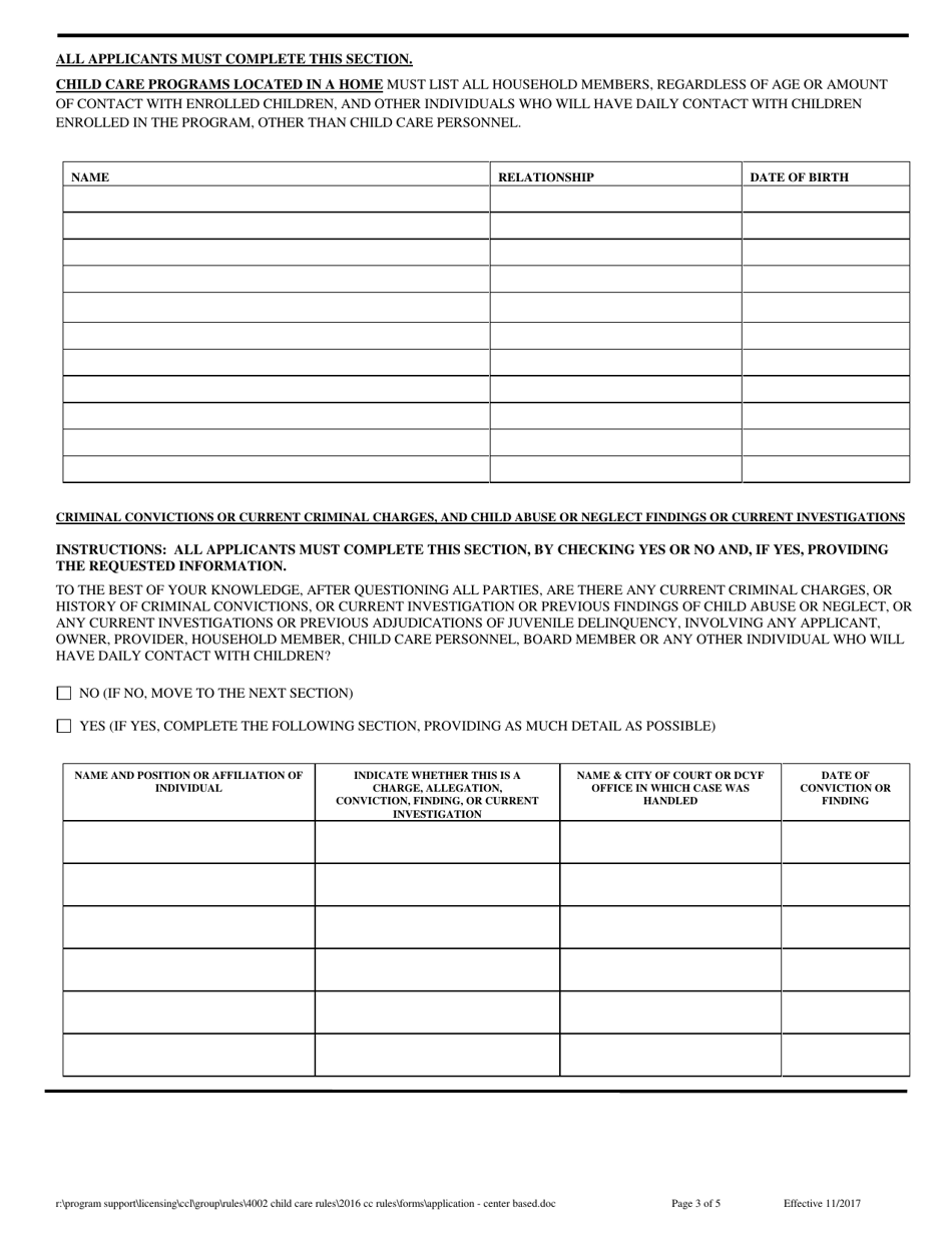 Application for Child Care Center - New Hampshire, Page 3
