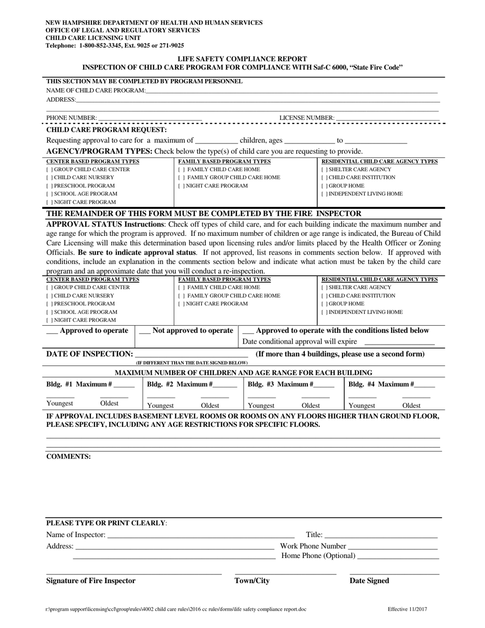 Life Safety Compliance Report - New Hampshire, Page 1