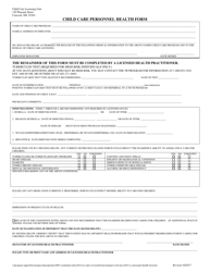 Document preview: Child Care Personnel Health Form - New Hampshire