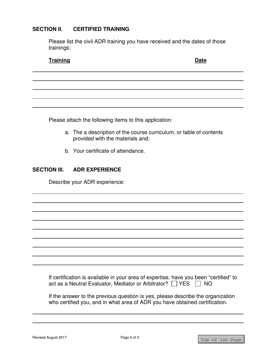 Application for Rule 32 Neutral Court Contract Status - New Hampshire, Page 2