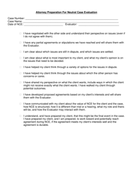 Document preview: Attorney Preparation for Neutral Case Evaluation - New Hampshire