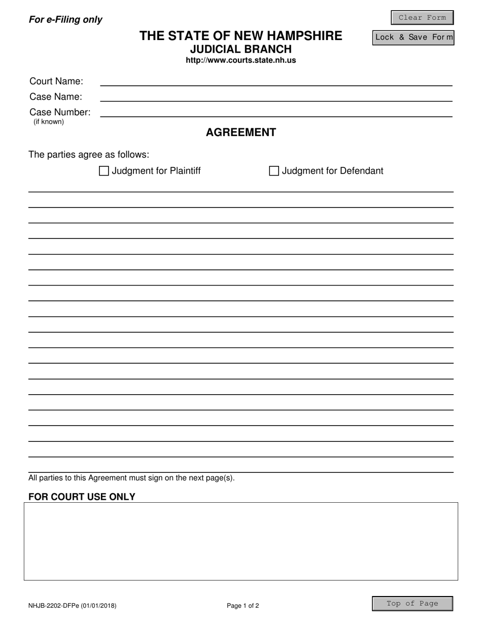 Form NHJB-2202-DFPE Agreement - New Hampshire, Page 1