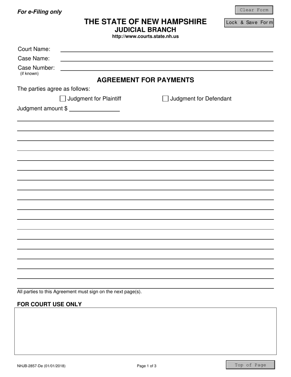 Form NHJB-2857-DE Agreement for Payments - New Hampshire, Page 1