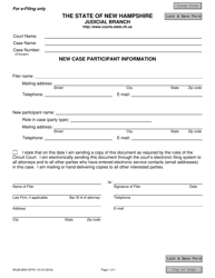 Document preview: Form NHJB-2954-DFPE New Case Participant Information - New Hampshire